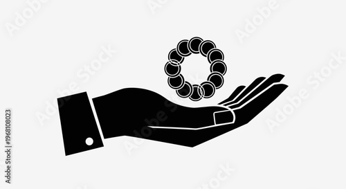 Illustration depicting offering, support, and abstract concepts with hands and circular elements