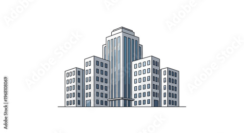 Illustration of a modern urban cityscape, showcasing architectural structures in a city layout