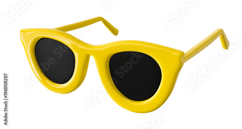 3d sunglasses icon yellow plastic render vector illustration