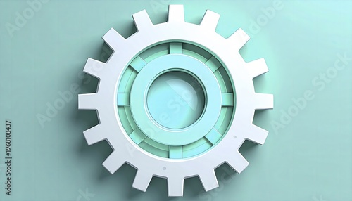 Gear, cogwheel, mechanism, and technology icon on a green background.