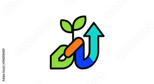Graphic illustration of growth, progress, and environmental consciousness, concept design