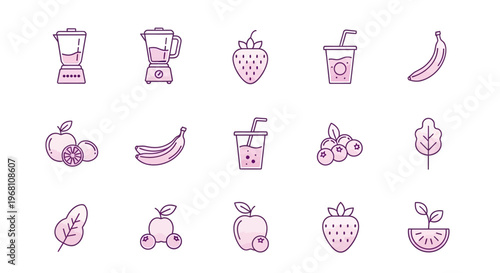 Healthy Smoothie Ingredients and Tools Vector Illustration for Nutrition and Diet
