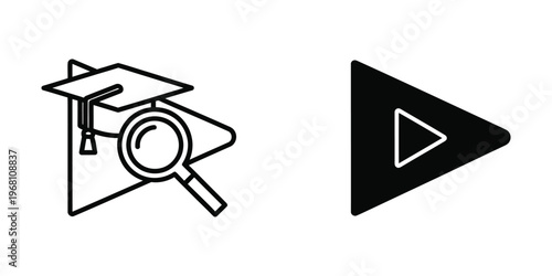 Graduation and educational research with a play button symbol for multimedia content