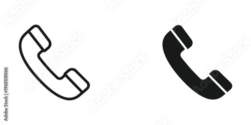Black and white outline illustration of two classic telephone handsets