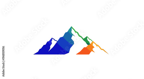 Colorful Mountain Range Graphic on White Background: Abstract Vector Illustration