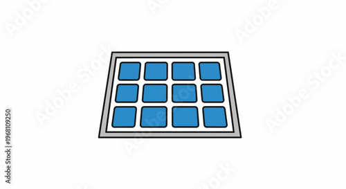 Depiction of a solar panel array icon, showcasing energy and innovative concepts