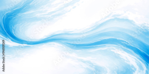 A serene abstract nature landscape featuring a clear blue sky with soft white clouds over a calm summer sea and ripples of wave light reflecting on the deep ocean horizon
