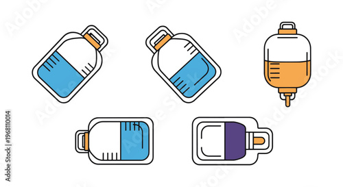 Ambu Bag Line art vector set minimal abstract colorful pattern