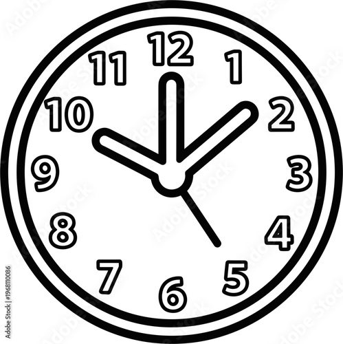 Analog Clock Face with Black Numbers.