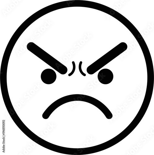 Angry face emoticon symbol icon.