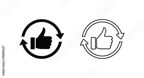 Thumbs up icon set, like button with arrows