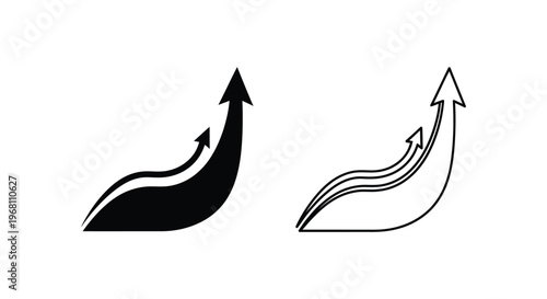 Rising growth arrows, business success vector
