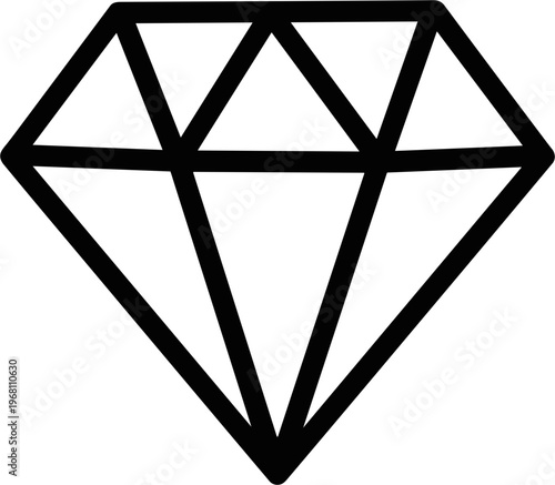 Black Diamond Gemstone Icon Symbol.