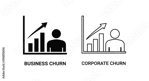 Business churn icons, corporate churn vector