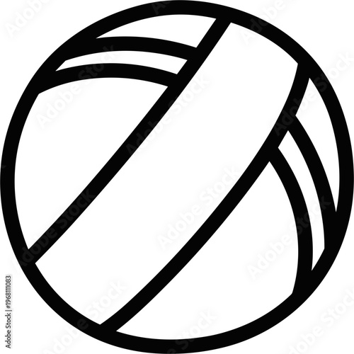Black Volleyball Sports Equipment Icon.