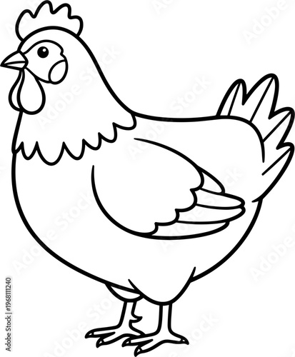 Cartoon Hen Poultry Farm Animal Illustration.