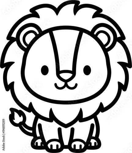 Cartoon Lion Face Closeup Illustration.