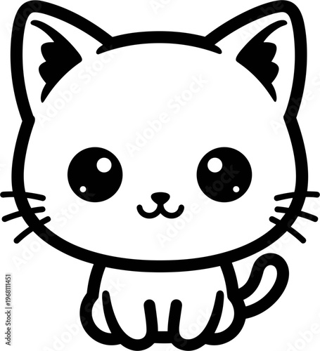 Cute Cartoon Cat Face Closeup 1.
