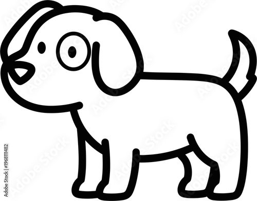 Cute Cartoon Dog Side View.