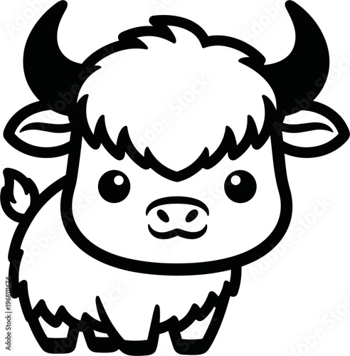 Cute Cartoon Yak Face Closeup 1.