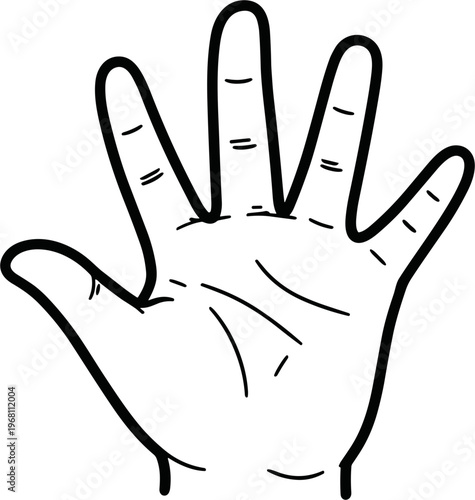 Hand palm with five fingers raised.