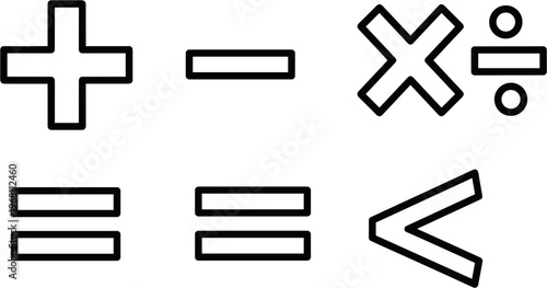 Mathematical symbols for calculation.