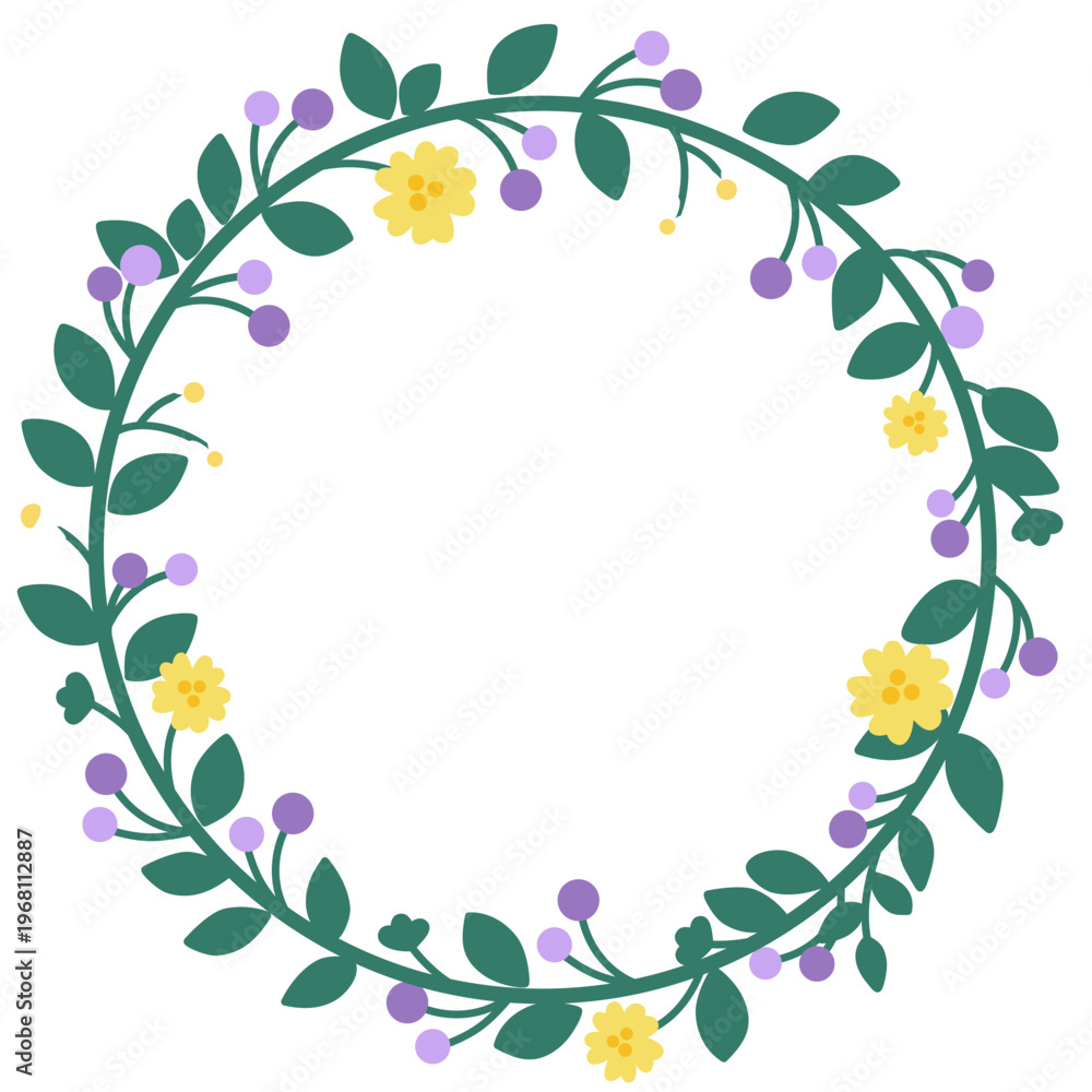 Fototapeta premium Wildberry and Floral Wreath