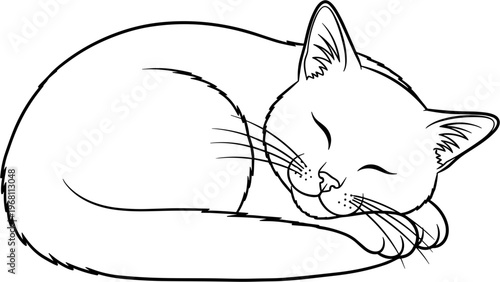 Sleeping Cat Cuddles Its Paw Tightly.