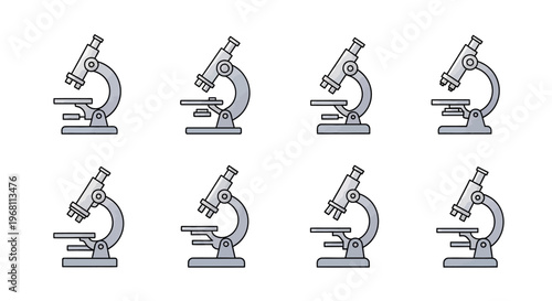 Illustration of Microscopes in Different Poses, Perfect for Science and Educational Content