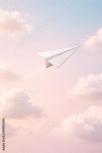 Paper Airplane Minimal Pastel Sky Freedom Concept