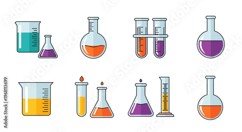 Illustration of various laboratory glassware and equipment, perfect for scientific themes