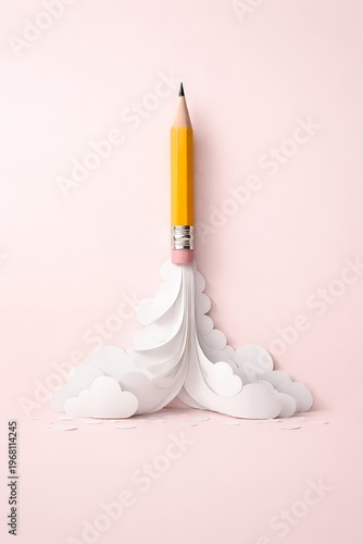 Pencil Rocket Launch Concept Creativity And Education Idea
