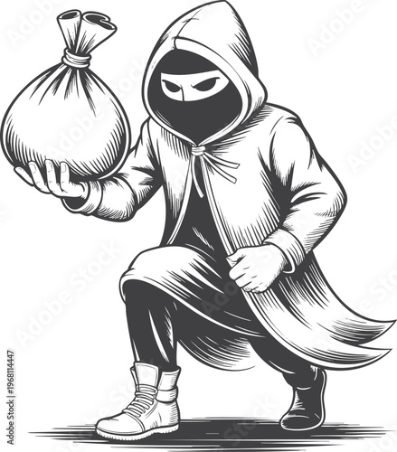 Thief with a bag of loot