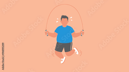 Motivated man engaged in an energetic jump rope exercise session, actively pursuing a healthier lifestyle and fitness goals through vigorous cardiovascular training