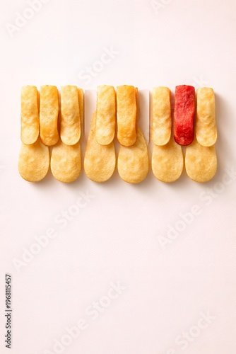 Minimal Potato Chips Pattern With One Red Accent Concept