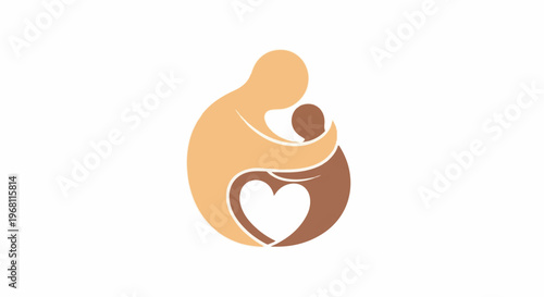 Stylized figures embracing, with a heart shape formed between them