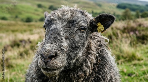 Close up of a sheep face.
