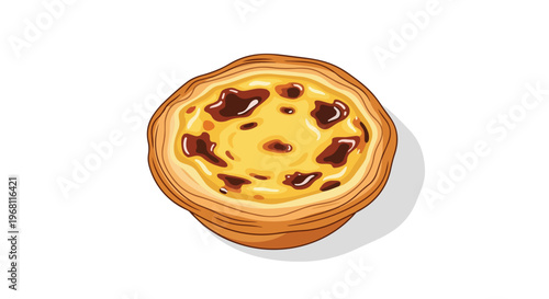 Exquisite golden baked custard tart with caramelized top a delicious dessert pastry art illustration isolated on white background perfect for food