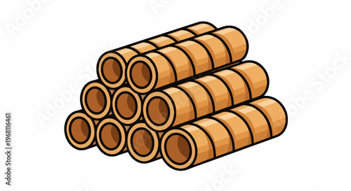 Stack of cylindrical wafer rolls, a sweet treat