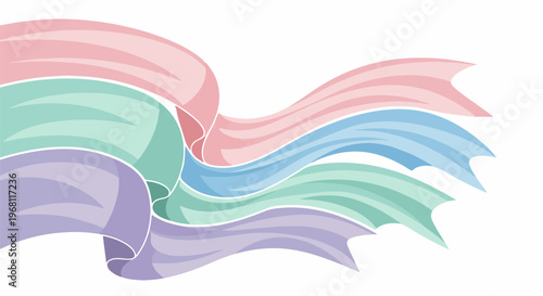 Soft pastel ribbons flowing gracefully in a swirling pattern