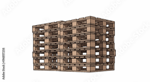 Stack of wooden pallets for shipping and storage