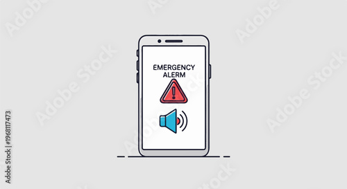 Smartphone displays emergency alert with siren and warning sign icons