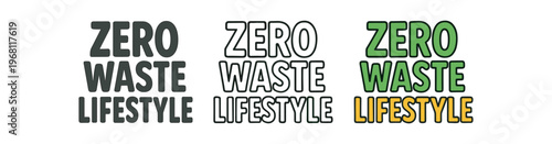 Zero waste lifestyle icon set. sustainability, eco friendly, recycling, reduce, reuse, conscious living. outline flat and colored vector illustration.