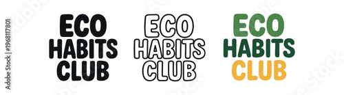 Eco habits club icon set. community, green habits, sustainable routine, eco group, membership, club badge, volunteer, outreach. line, flat and colored vector icon set.