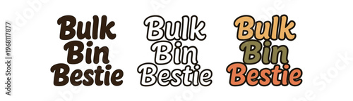 Bulk bin bestie icon set. bulk bin bestie, bulk shopping, refill station, zero waste pantry, sustainable shopping, tote, refillable jars. line, flat and colored vector icon set.