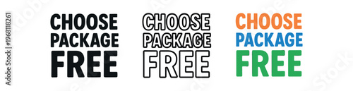 Choose package free icon set. package-free shopping, zero waste, bring your own, plastic free, refillable, sustainable packaging choices. outline flat and colored vector illustration.