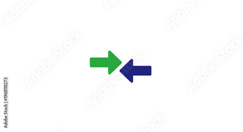 Graphic depiction of opposing arrows conveying direction, concepts and ideas visually