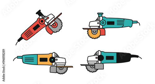 Angle Grinder Line art vector abstract color shapes