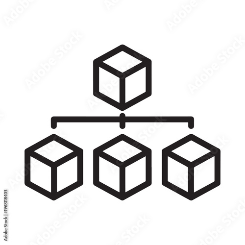 Abstract representation of data connection and hierarchical structure with cubes