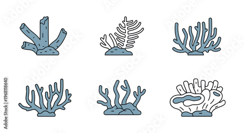 Dead coral reef Line art abstract clean shape illustration